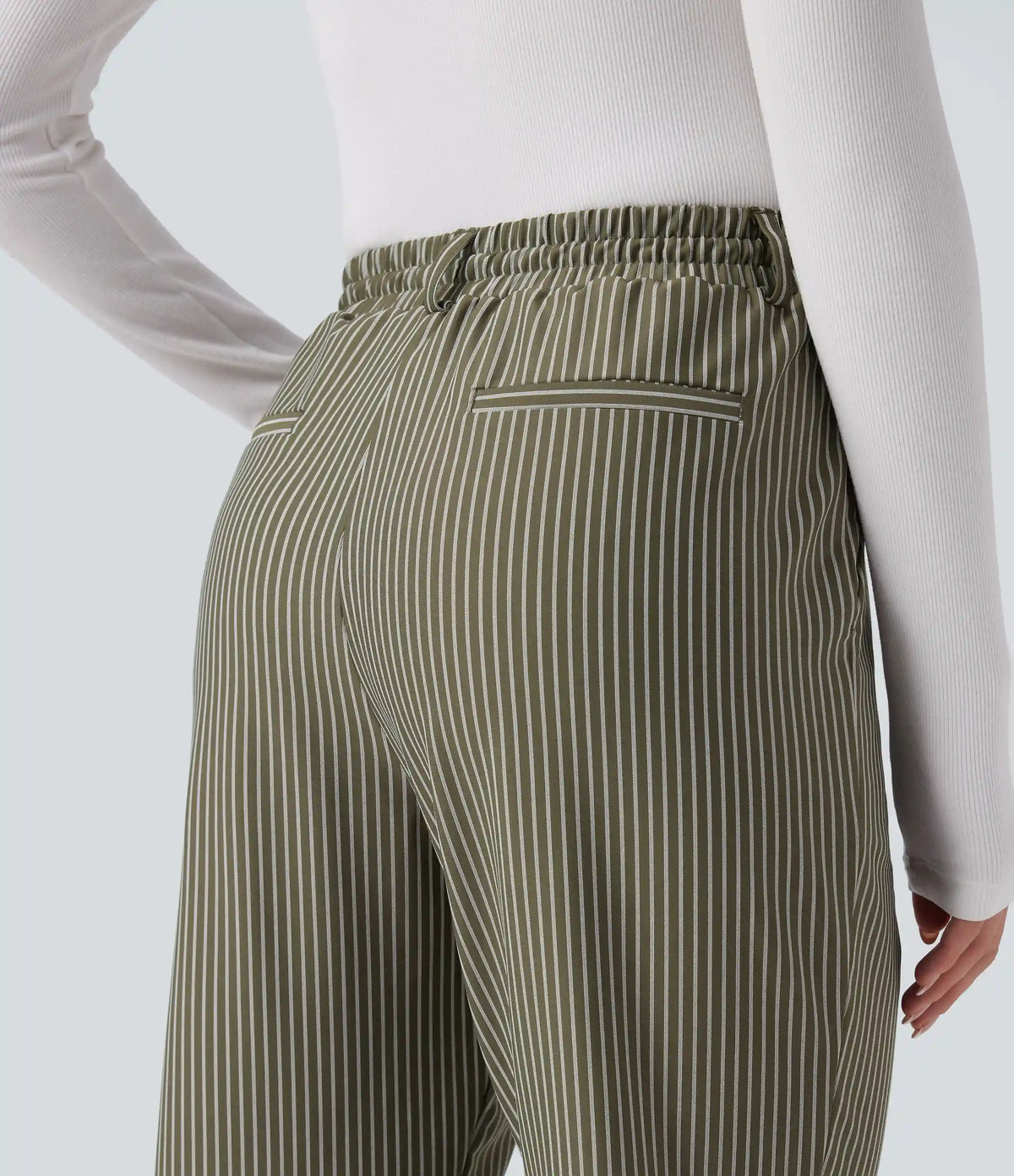 Halara Flex™ Mid Rise Drawstring Tapered Stripe Work Pants with Pockets