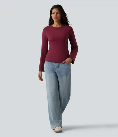 Round Neck Bell Long Sleeve Casual Top