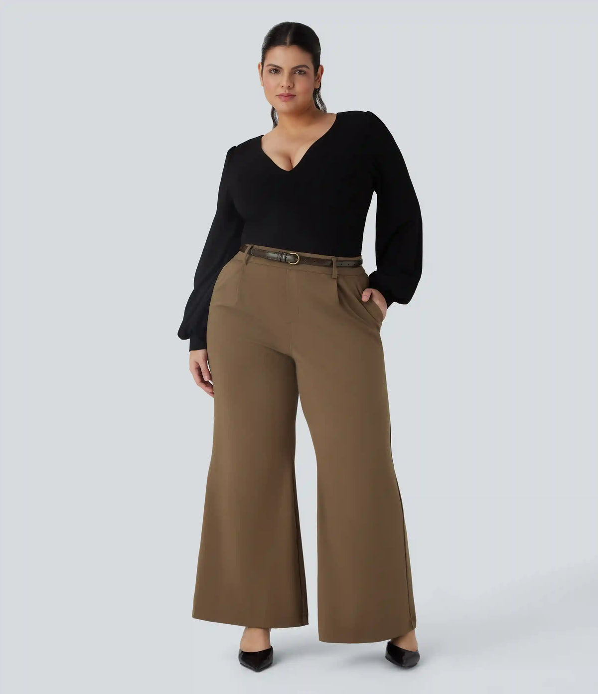 Halara Flex™ DayStretch High Waisted Work Plus Size Flare Pants with Pockets