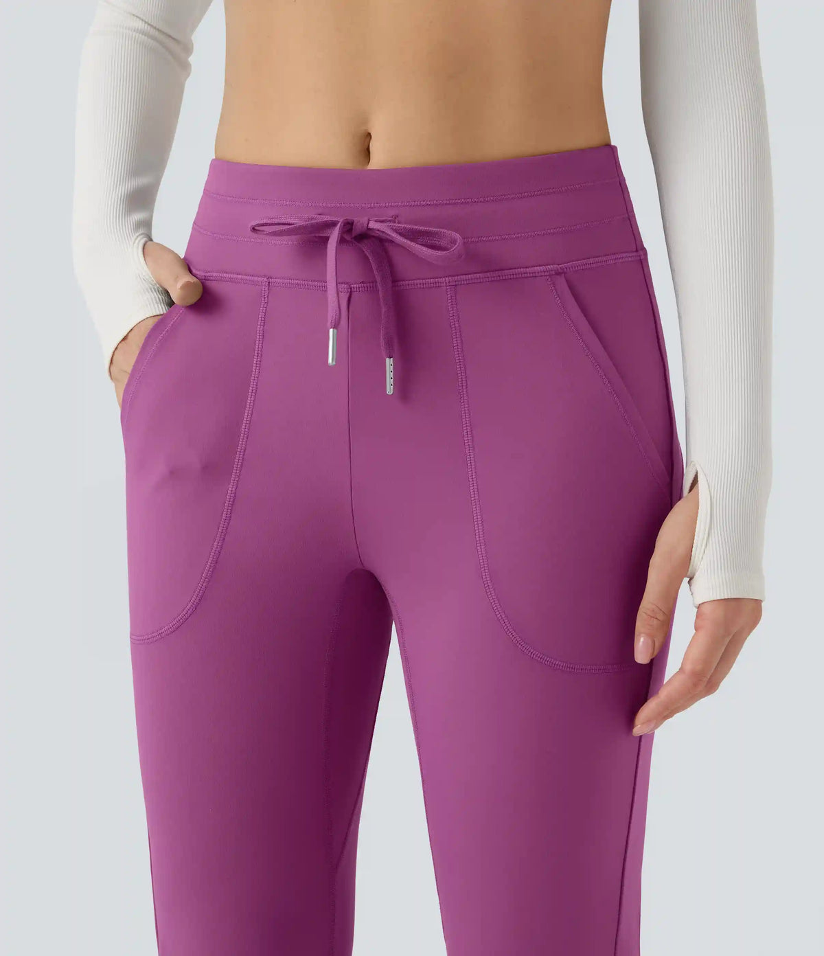 DayStretch Mid Rise Drawstring Slim Casual Flare Pants with Pockets