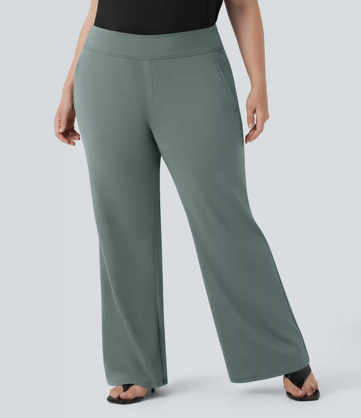 Plus Size Halara Flex™ DayStretch High Waisted Work Flare Pants with Side Zip Pockets