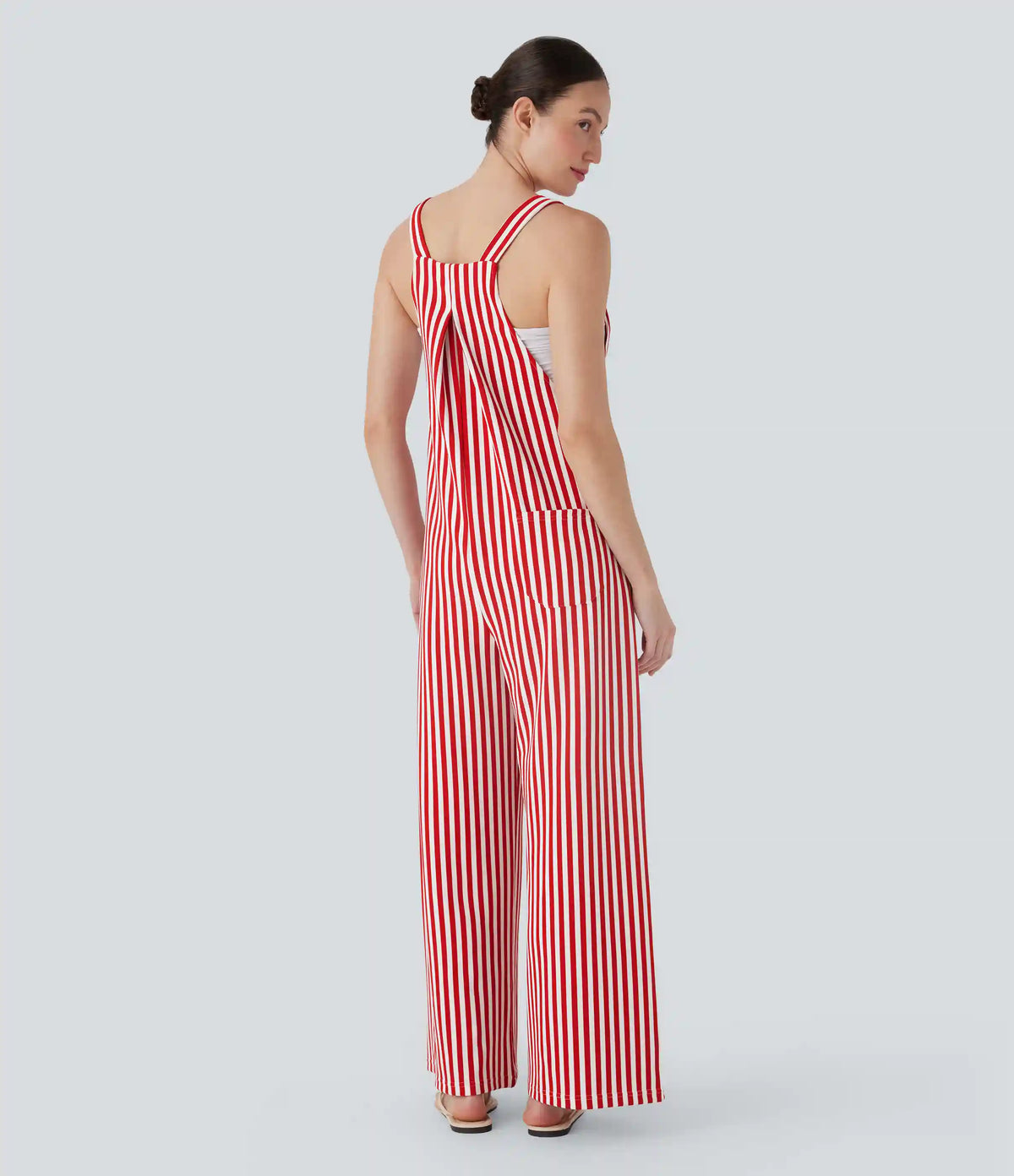 Pockets Stripe Waffle Overalls