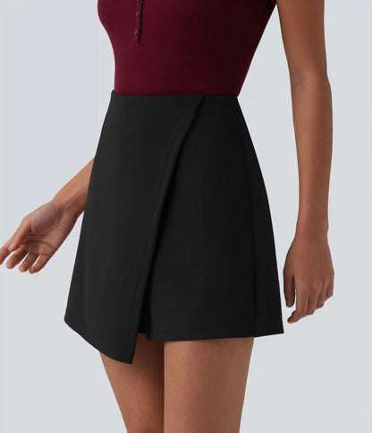 Wrinkle-resistant High Waisted Longer Mini Work Skort