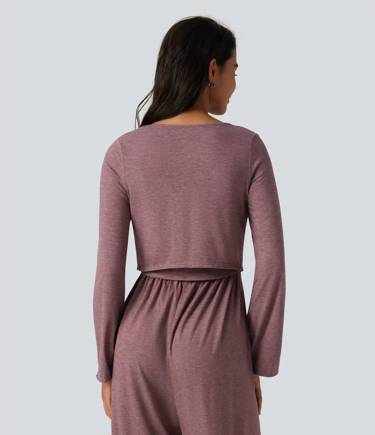 V Neck Tie Front Long Sleeve Casual Top