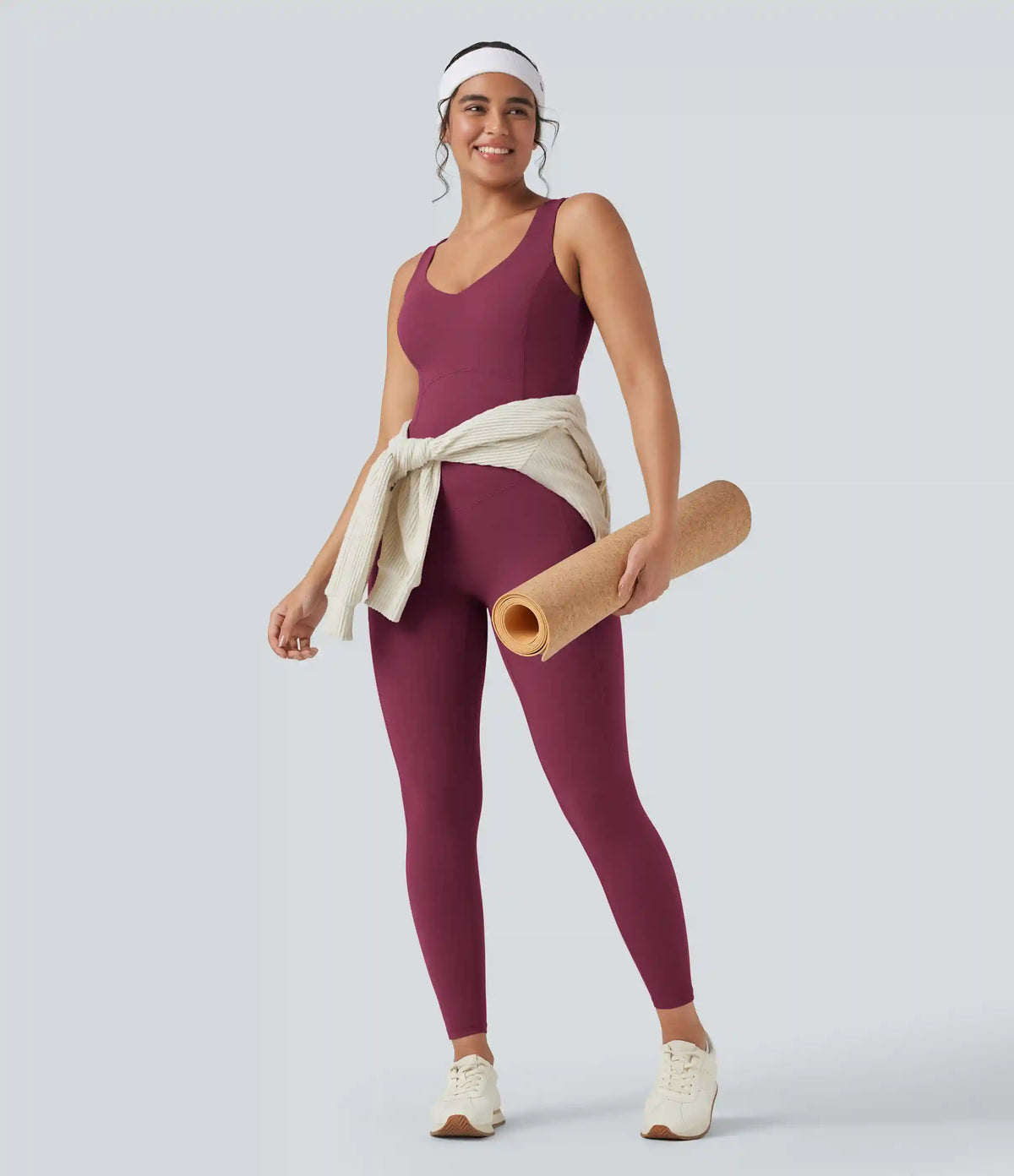 Halara UltraSculpt™ V Neck Tummy Control Butt Lifting Workout Jumpsuit with Pockets