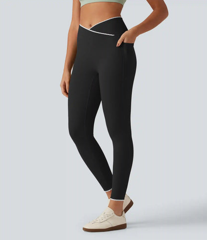 Halara UltraSculpt™ High Waisted Crossover Color Block Yoga Leggings with Pockets