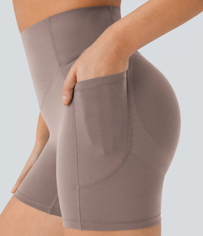 Halara UltraSculpt™ High Waisted Scrunch Butt Lifting Tummy Control Pocket Shaping Workout Biker Shorts 5''