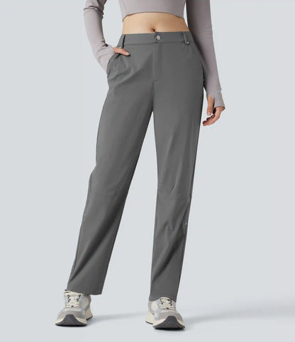 Durable Water Repellent Mid Rise Straight Leg Hiking Pants with Pockets-Adjustable Pant Length