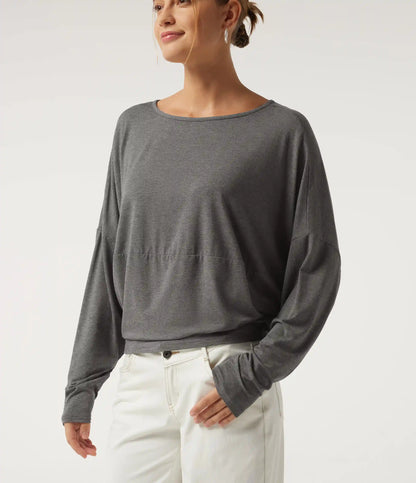 Round Neck Long Sleeve Relaxed Casual Top