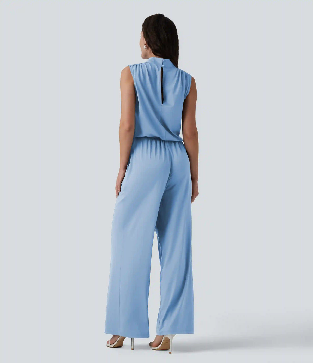 Stand Collar Sleeveless Straight Leg Bridesmaid And Wedding Guest Jumpsuit with Pockets-Easy Peezy
