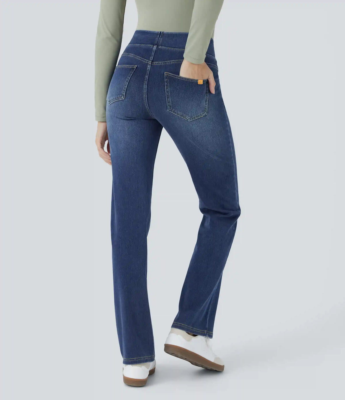 Halara Flex™ High Waisted Pockets Washed Casual Bootcut Jeans