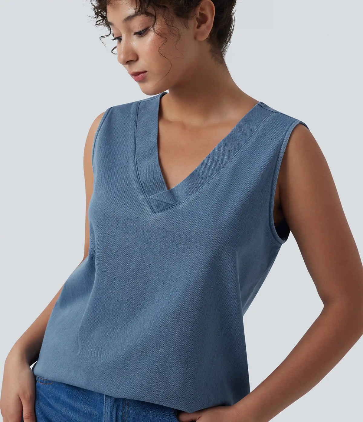 Halara Flex™ V Neck Denim Casual Tank Top