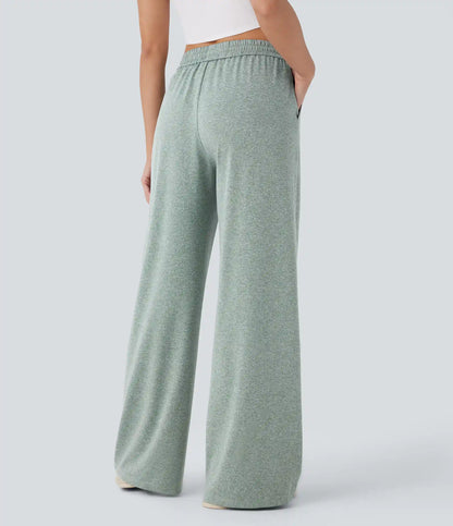 High Waisted Drawstring Pocket Wide Leg Baggy Casual Pants