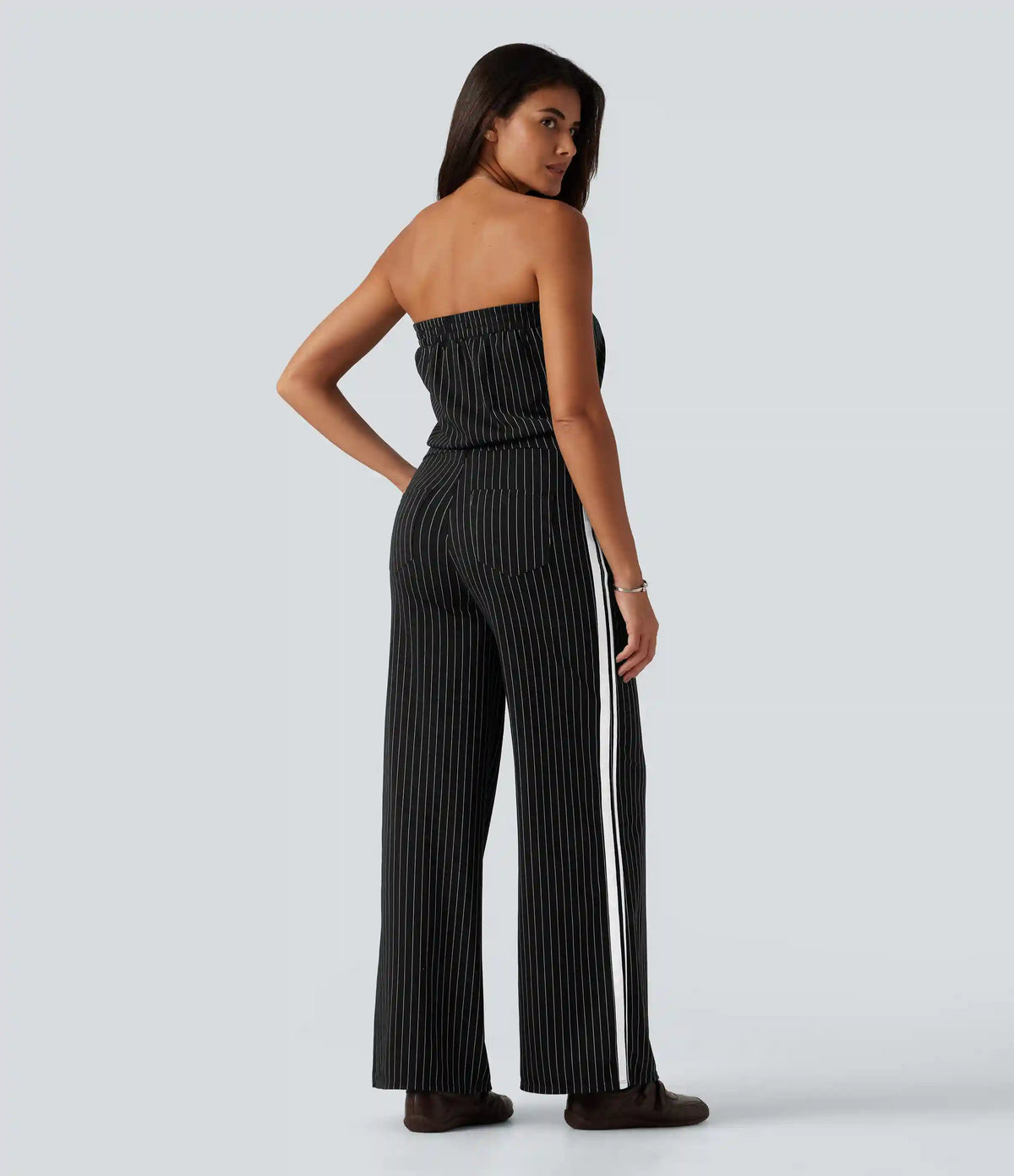 Tube Side Stripe InstantCool Straight Leg Casual Jumpsuit with Pockets-Easy Peezy Edition