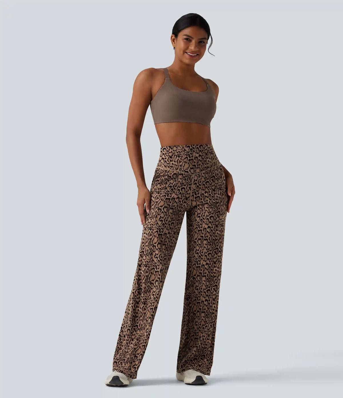 Halara UltraSculpt™ Leopard Print High Waisted Tummy Control Straight Leg Yoga Pants with Pockets
