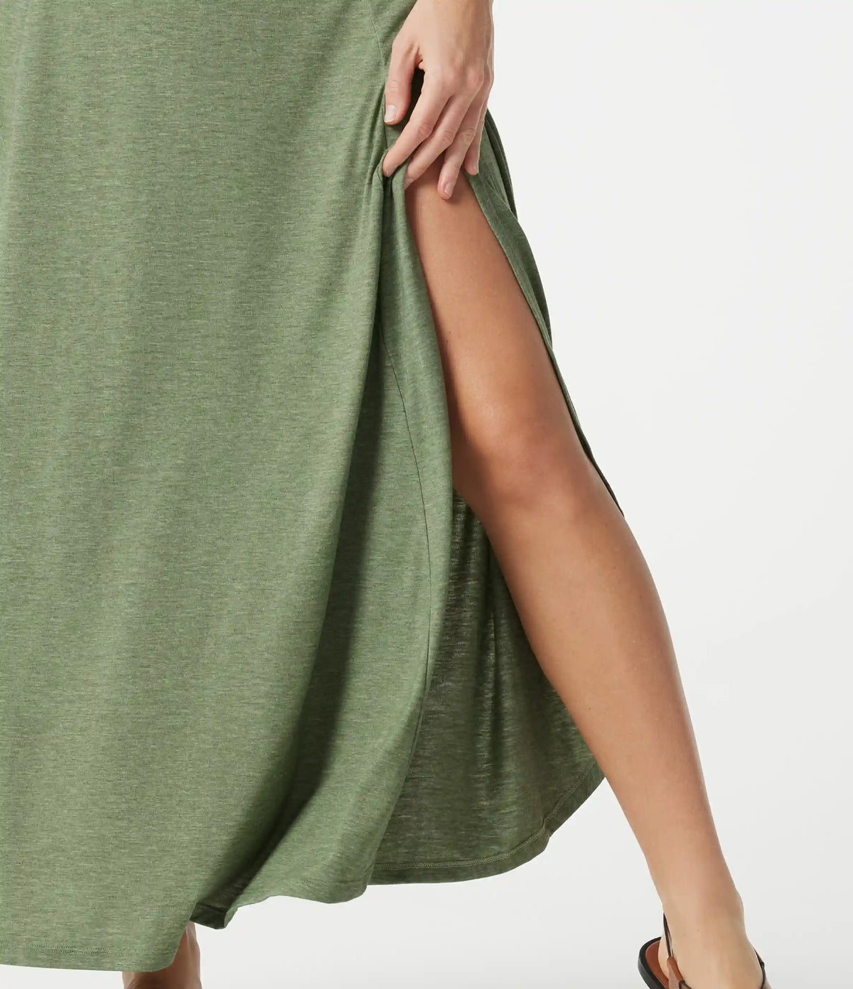 Notched Sleeveless Split Maxi Casual Flowy Dress