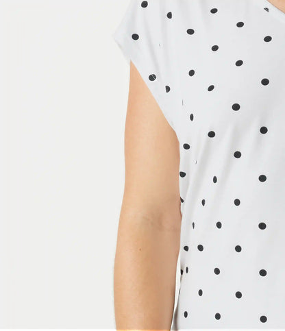 V Neck Short Sleeve Polka Dot Casual T-Shirt