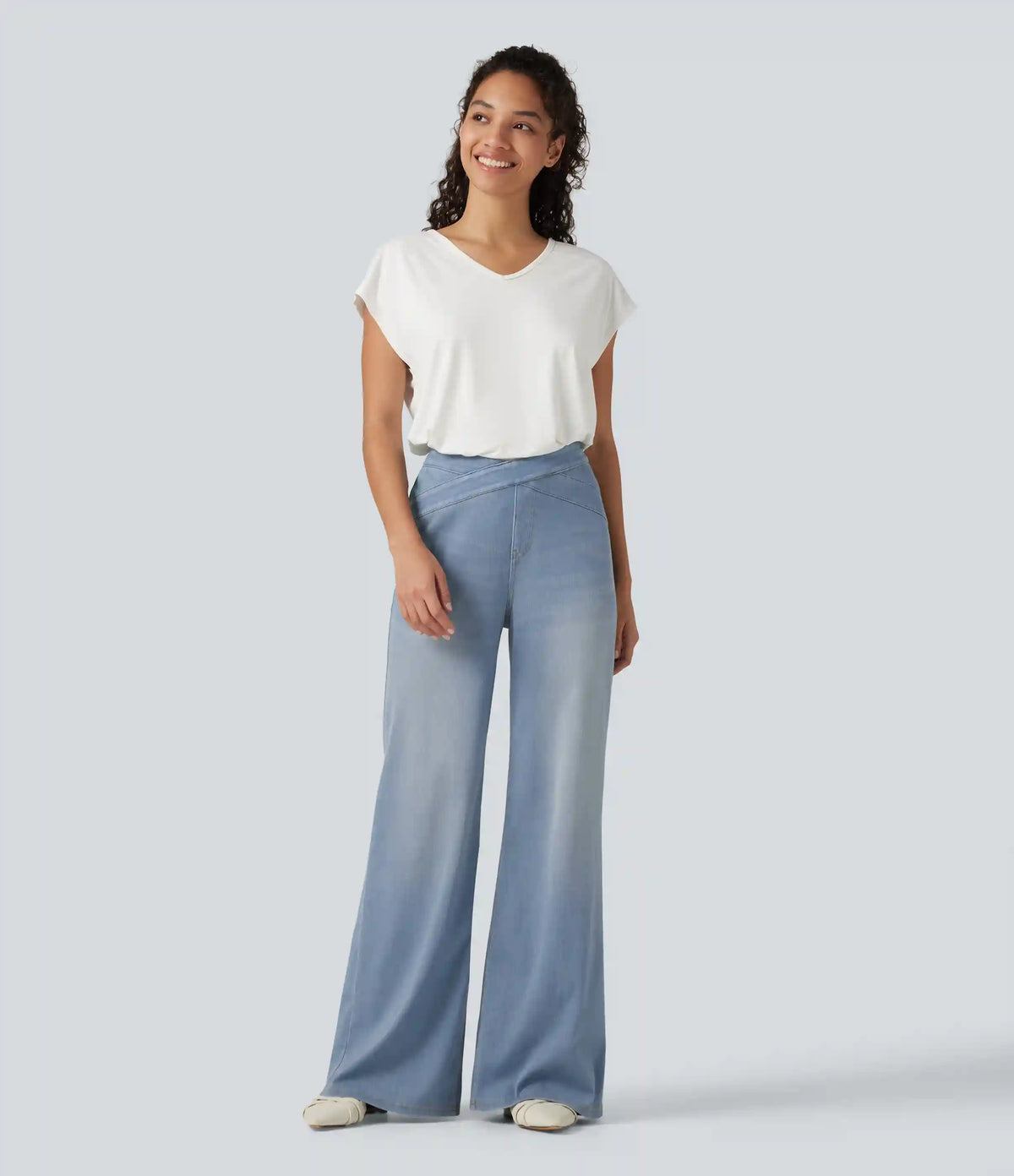 Halara Flex™ High Waisted Crossover Bootcut Casual Jeans with Pockets