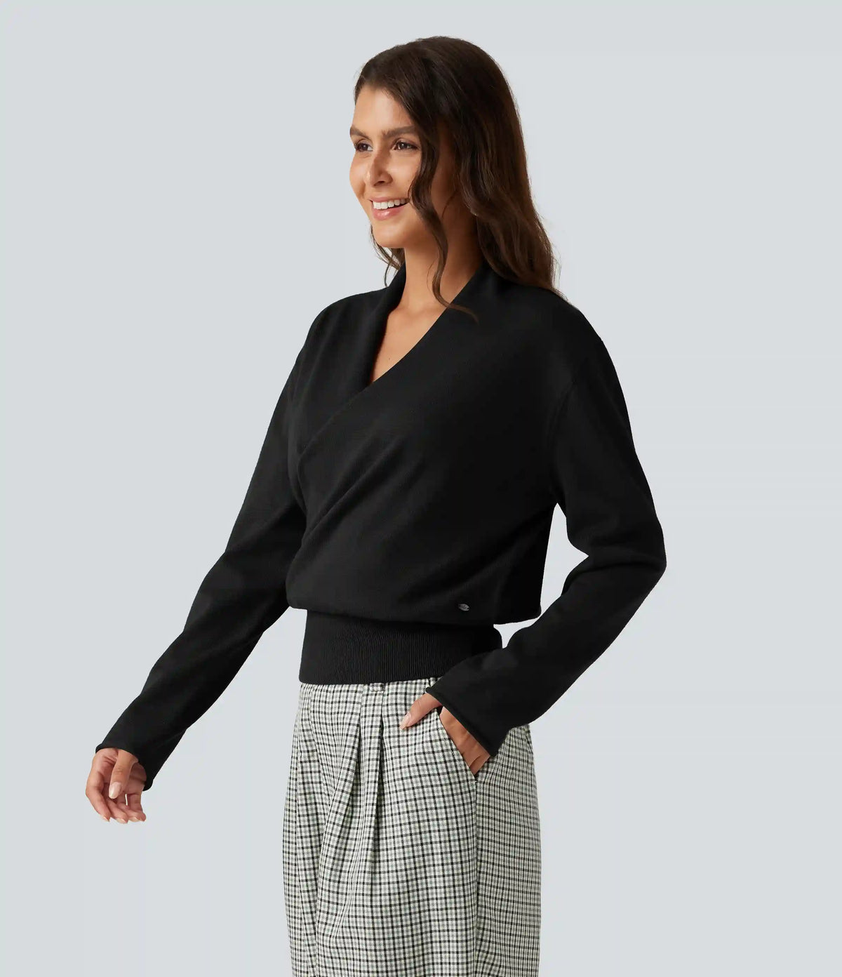 V Neck Long Sleeve Casual Sweater