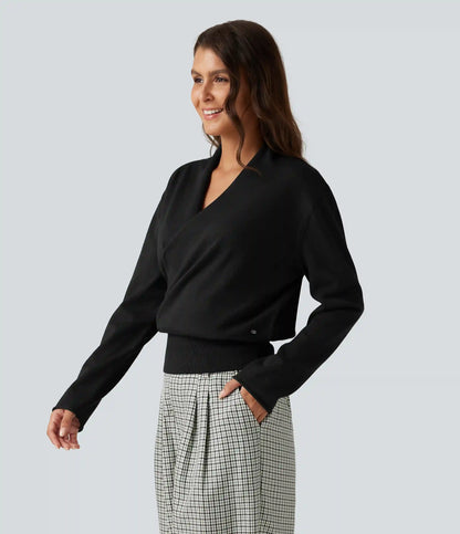 V Neck Long Sleeve Casual Sweater