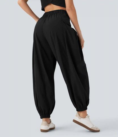 High Waisted Flap Pockets Casual Cargo Joggers
