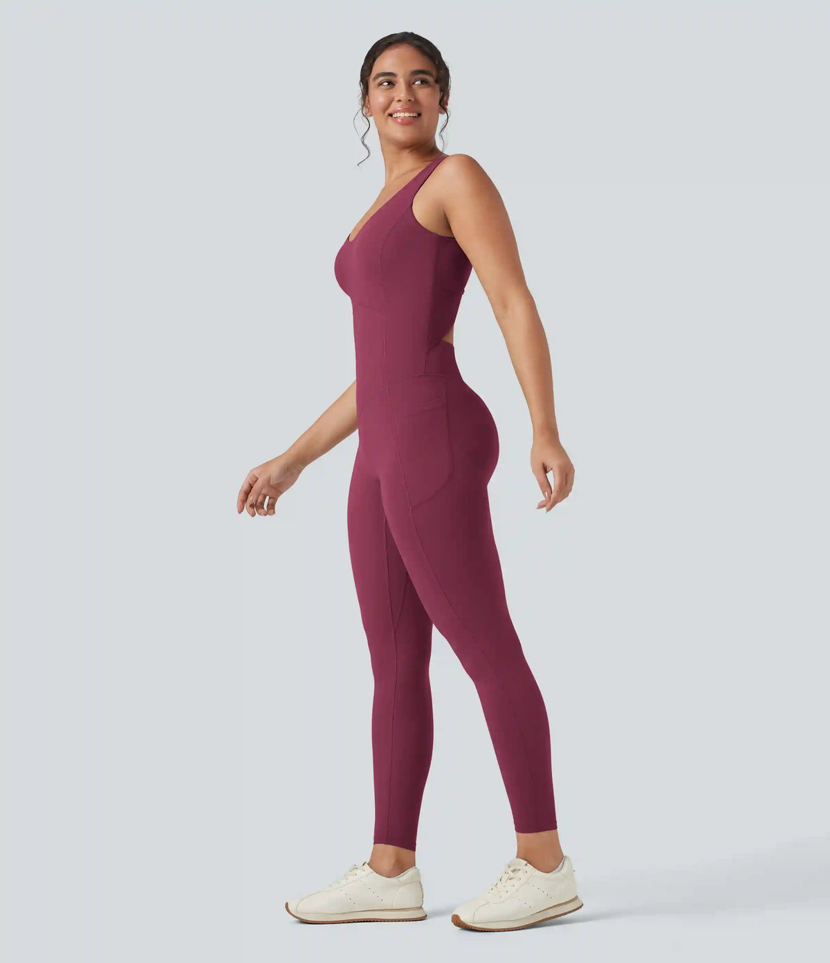 Halara UltraSculpt™ V Neck Tummy Control Butt Lifting Workout Jumpsuit with Pockets