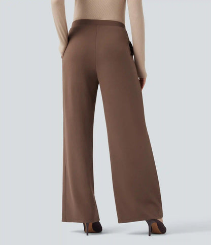SpacerTek™ High Waisted Wide Leg Work Pants with Pockets
