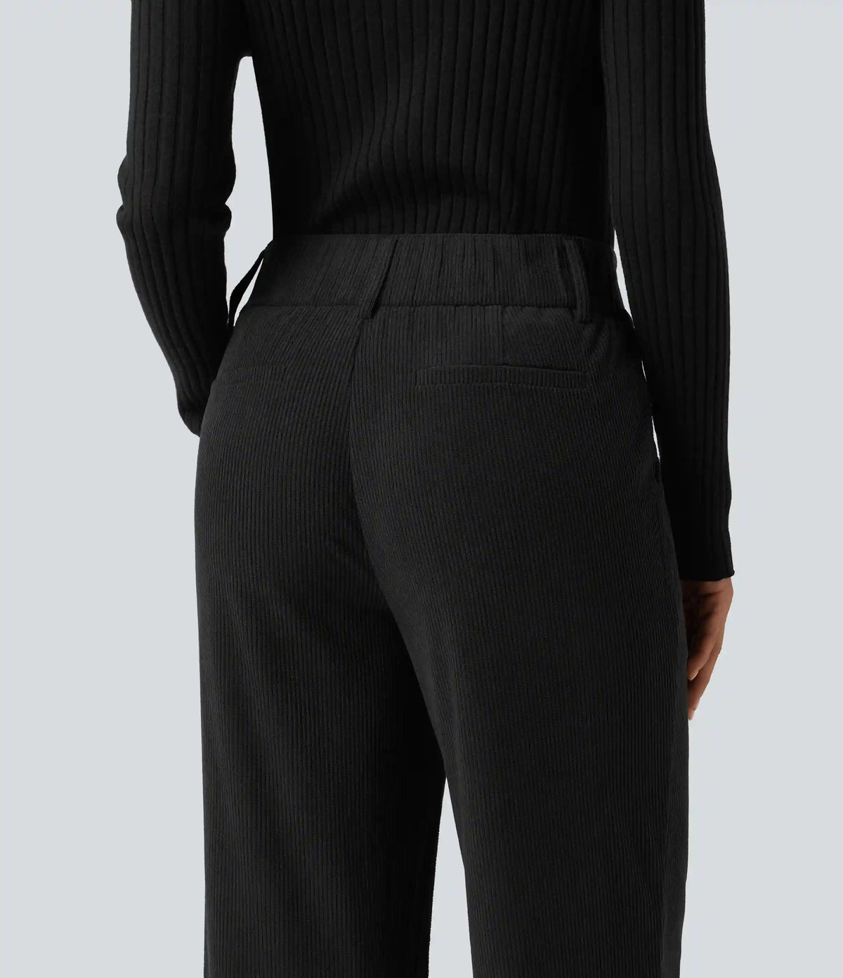 Mid Rise Corduroy Bootcut Casual Pants with Pockets