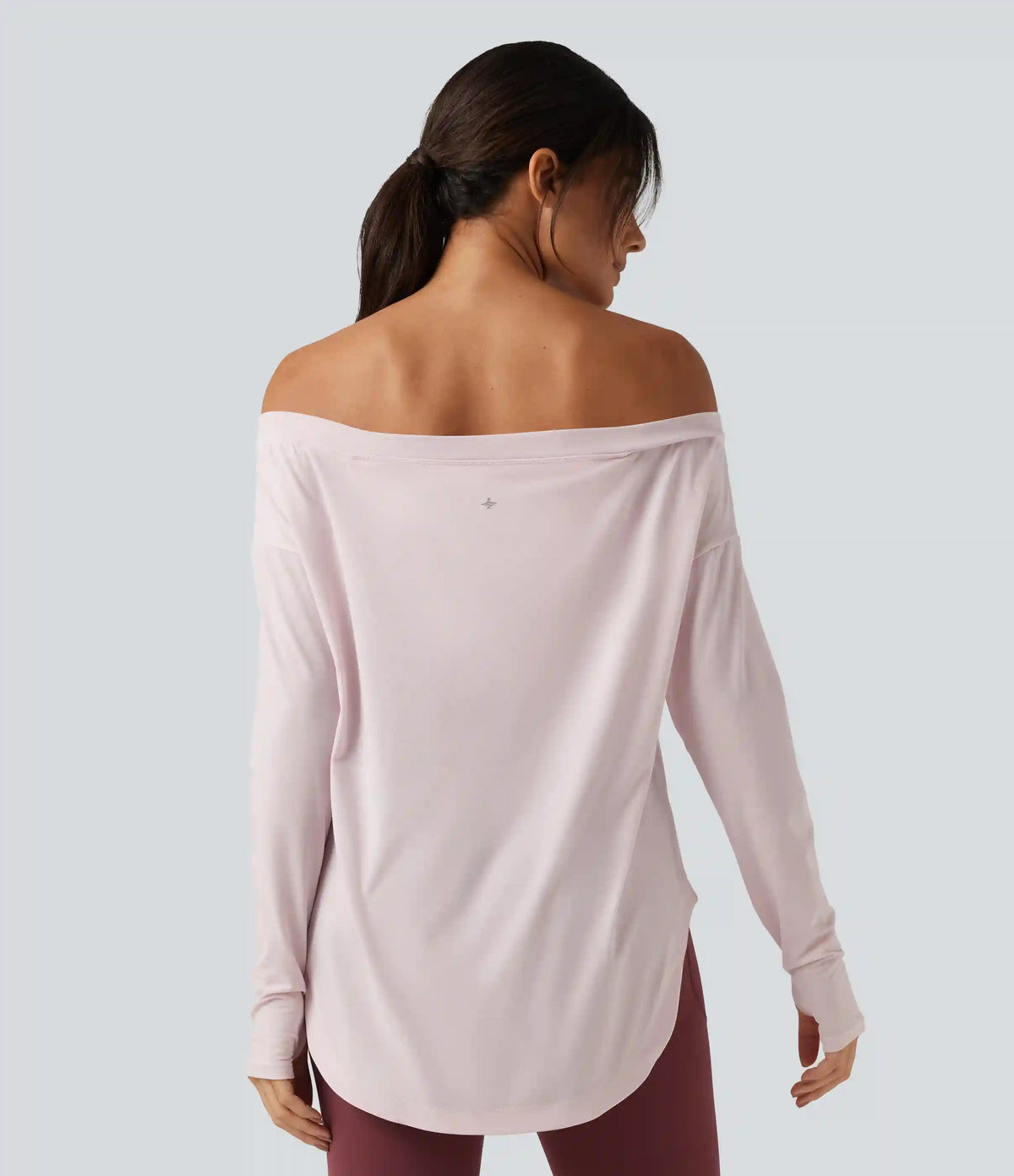 Off Shoulder Long Sleeve Build-in Bra Quick Dry Yoga Sports Tops