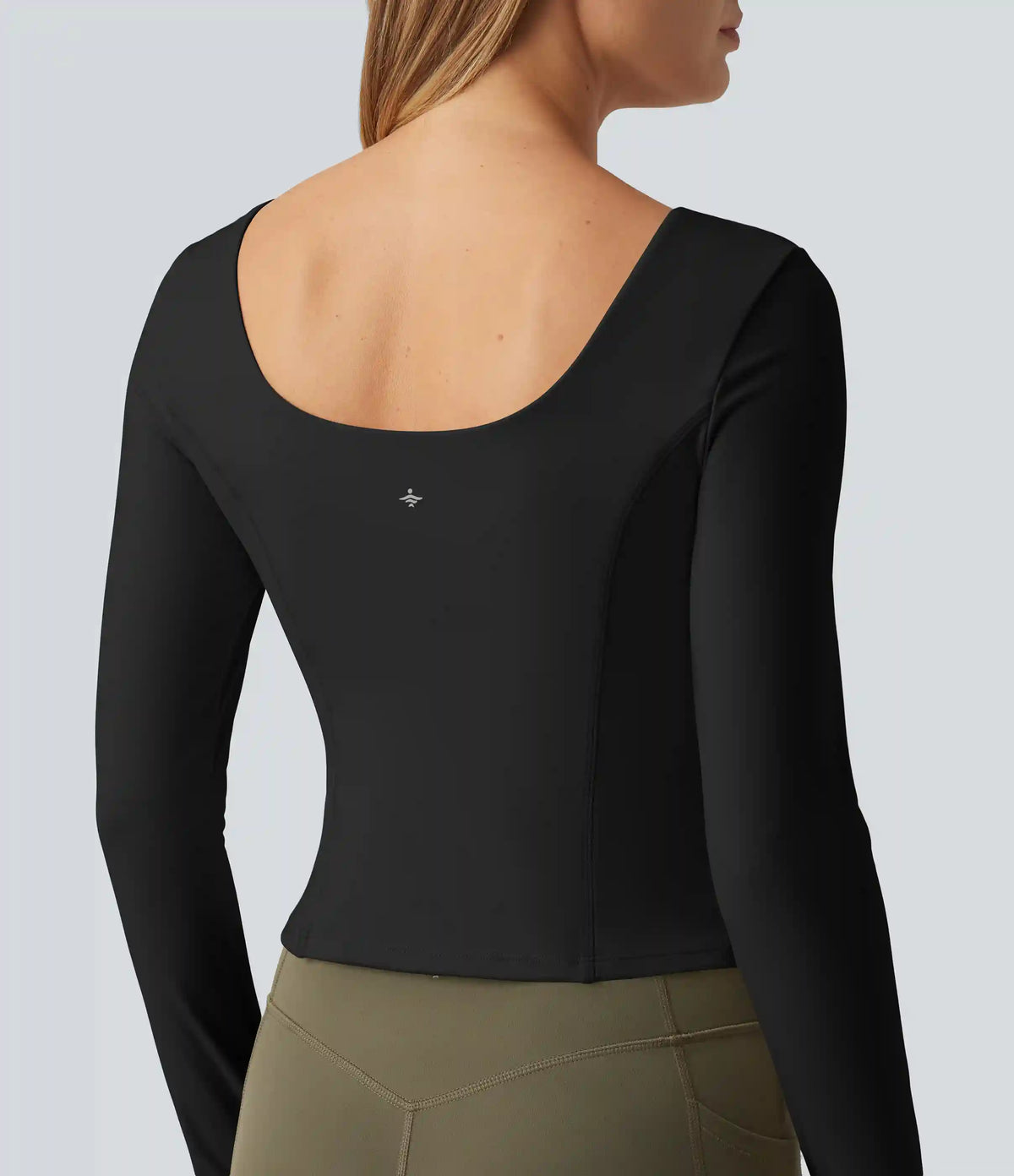 SoftlyZero™ Plush Round Neck Thumb Hole Long Sleeve Yoga Sports Top with Built-in Bra