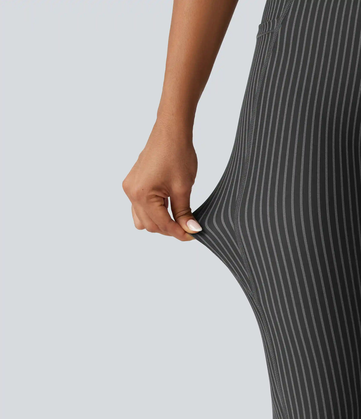 High Waisted Drawstring Stripe Yoga Leggings with Pockets