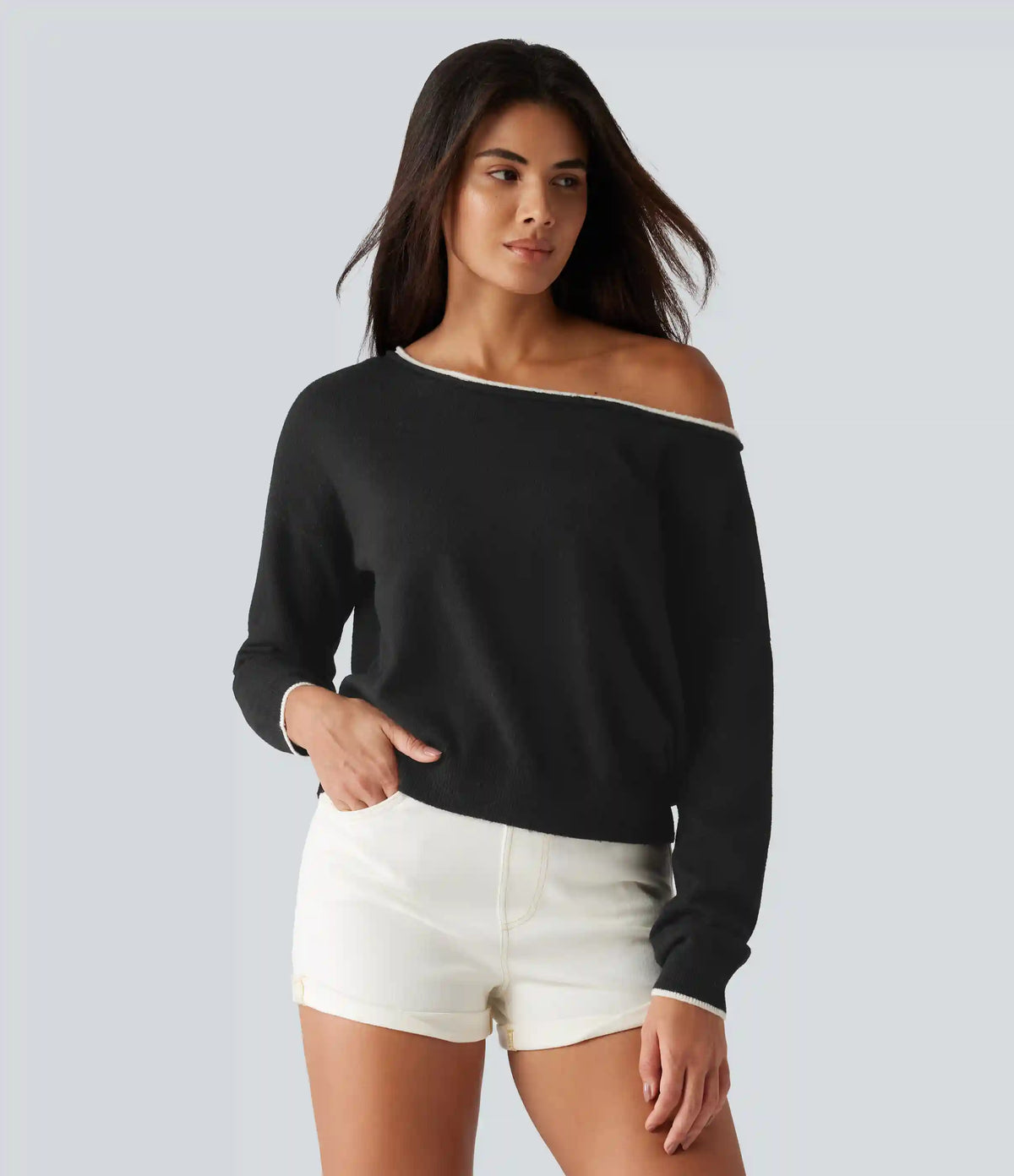 One Shoulder Long Sleeve Casual Sweater