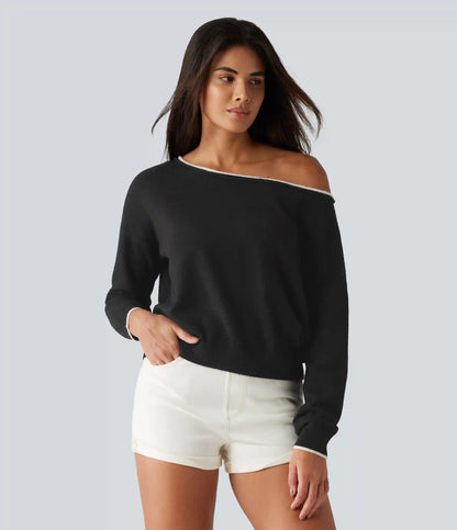 One Shoulder Long Sleeve Casual Sweater
