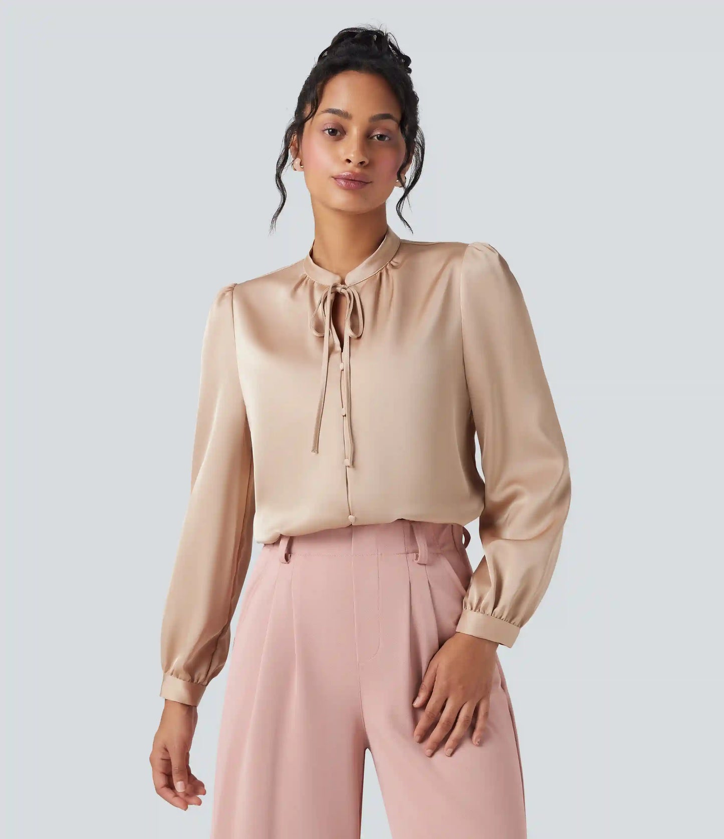 Tie Front Long Sleeve Work Shirt