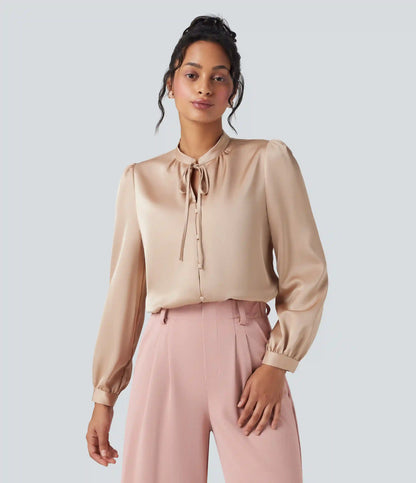 Tie Front Long Sleeve Work Shirt