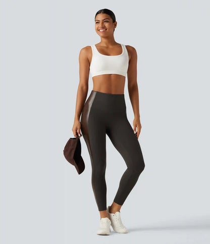 Halara UltraSculpt™ High Waisted Stretchy PU Tummy Control Yoga Leggings with Pocket