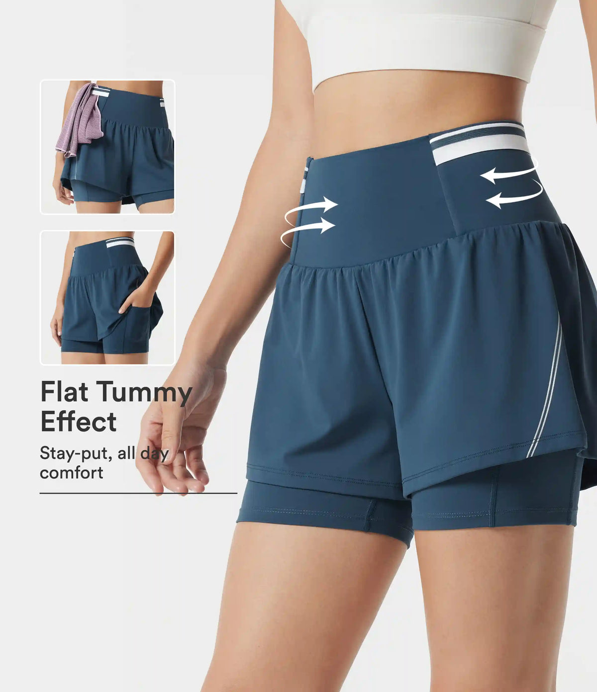 SoftlyZero™ Airy Reflective Super High Waisted Tummy Control 2-in-1 Cool Touch Workout Shorts 5'' with Pockets