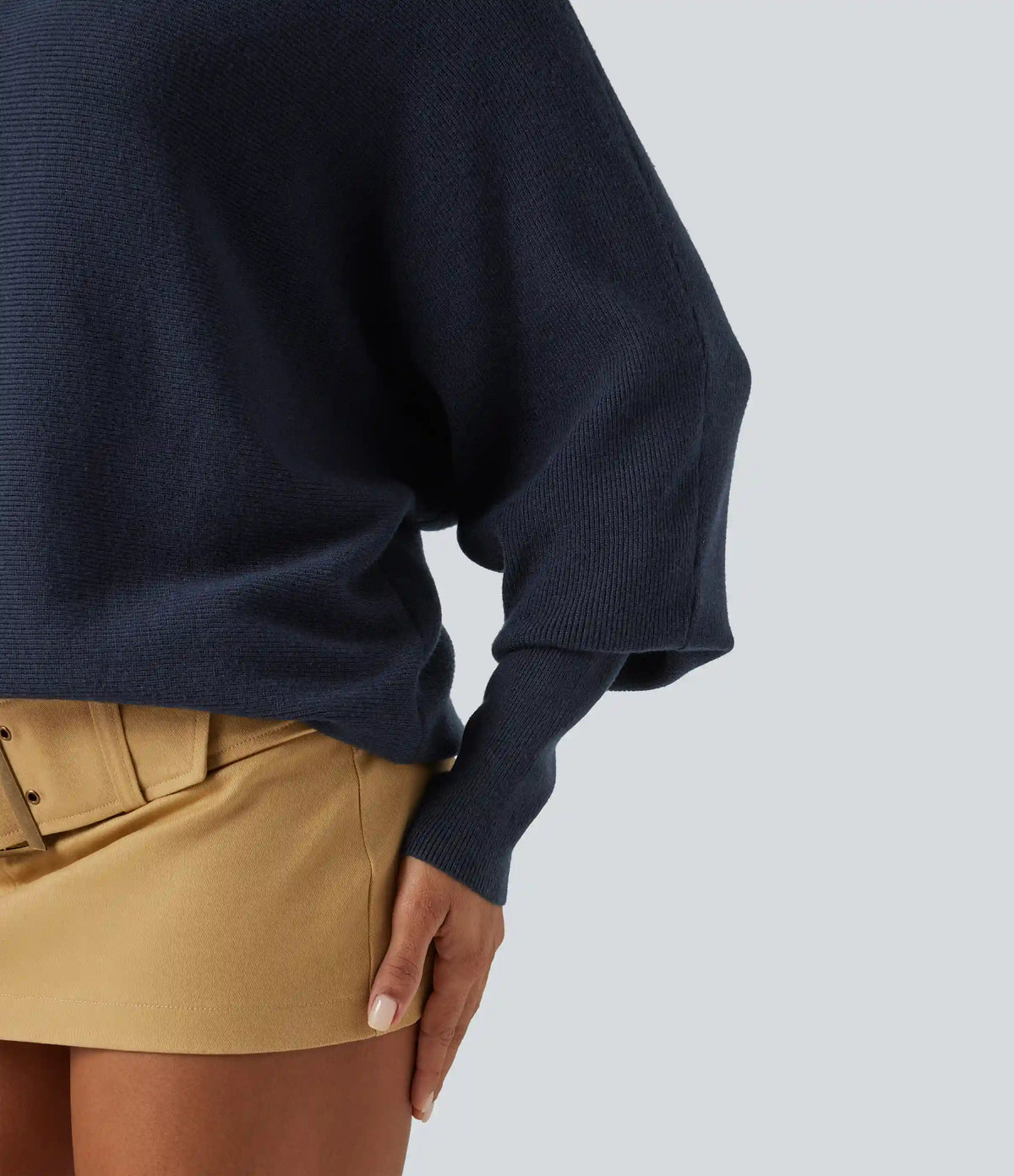 Mock Neck Batwing Long Sleeve Work Sweater
