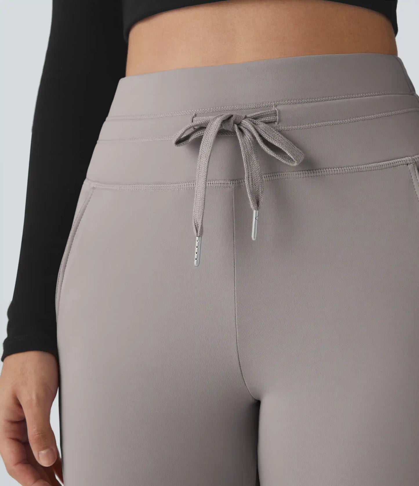 SoftlyZero™ Plush High Waisted Drawstring Pocket Plain Full Length Joggers