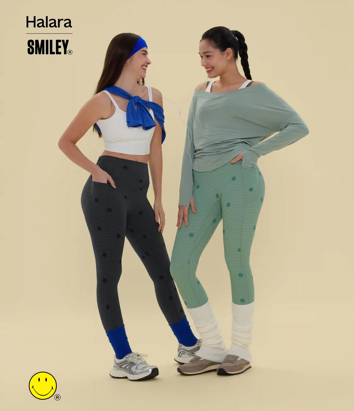 Halara X Smiley® Halara UltraSculpt™ Stripe Print High Waisted Scrunch Butt Lifting Tummy Control Training Leggings with Pockets