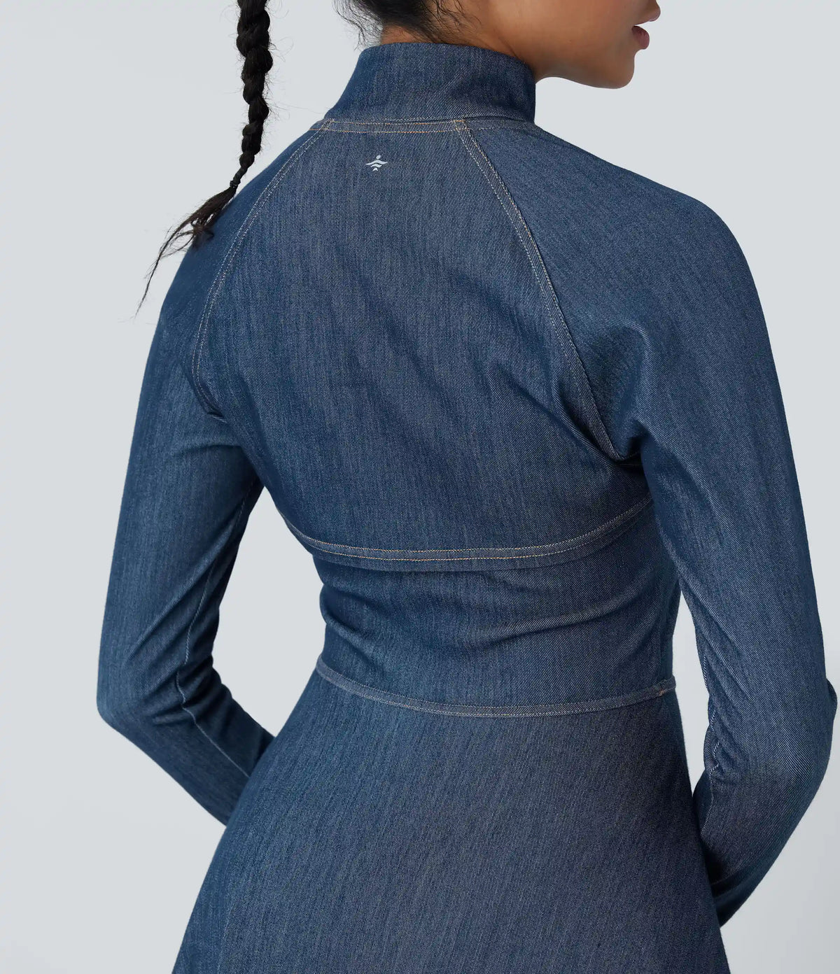 Halara Flex™ Zipper Removable Sleeve Thumb Hole Flare Mini InstantCool Washed Denim Tennis Active Dress