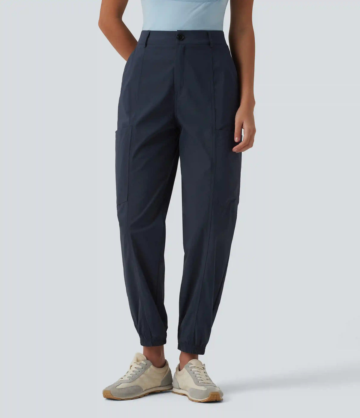 Mid Rise Casual Cargo Joggers with Pockets