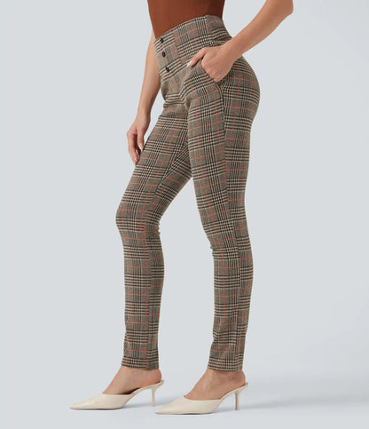 Halara Flex™ High Waisted Houndstooth Plaid Skinny Work Pants with Pockets