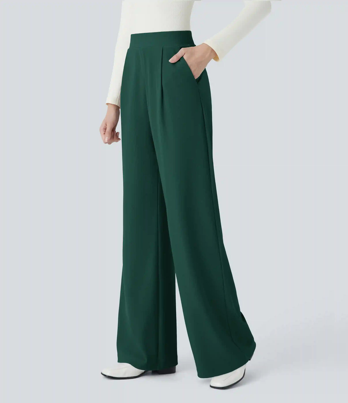 Halara Flex™ High Waisted Body Sculpt Waist-Slimming Pocket Wide Leg Micro Waffle Work Pants