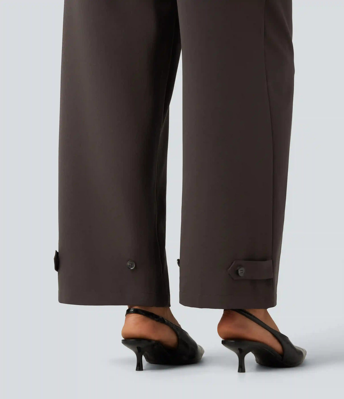 High Waisted Straight Leg Work Pants with Pockets