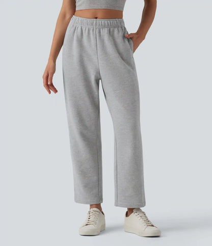 Mid Rise Inner Drawstring Tapered Casual Cotton Sweatpants with Pockets
