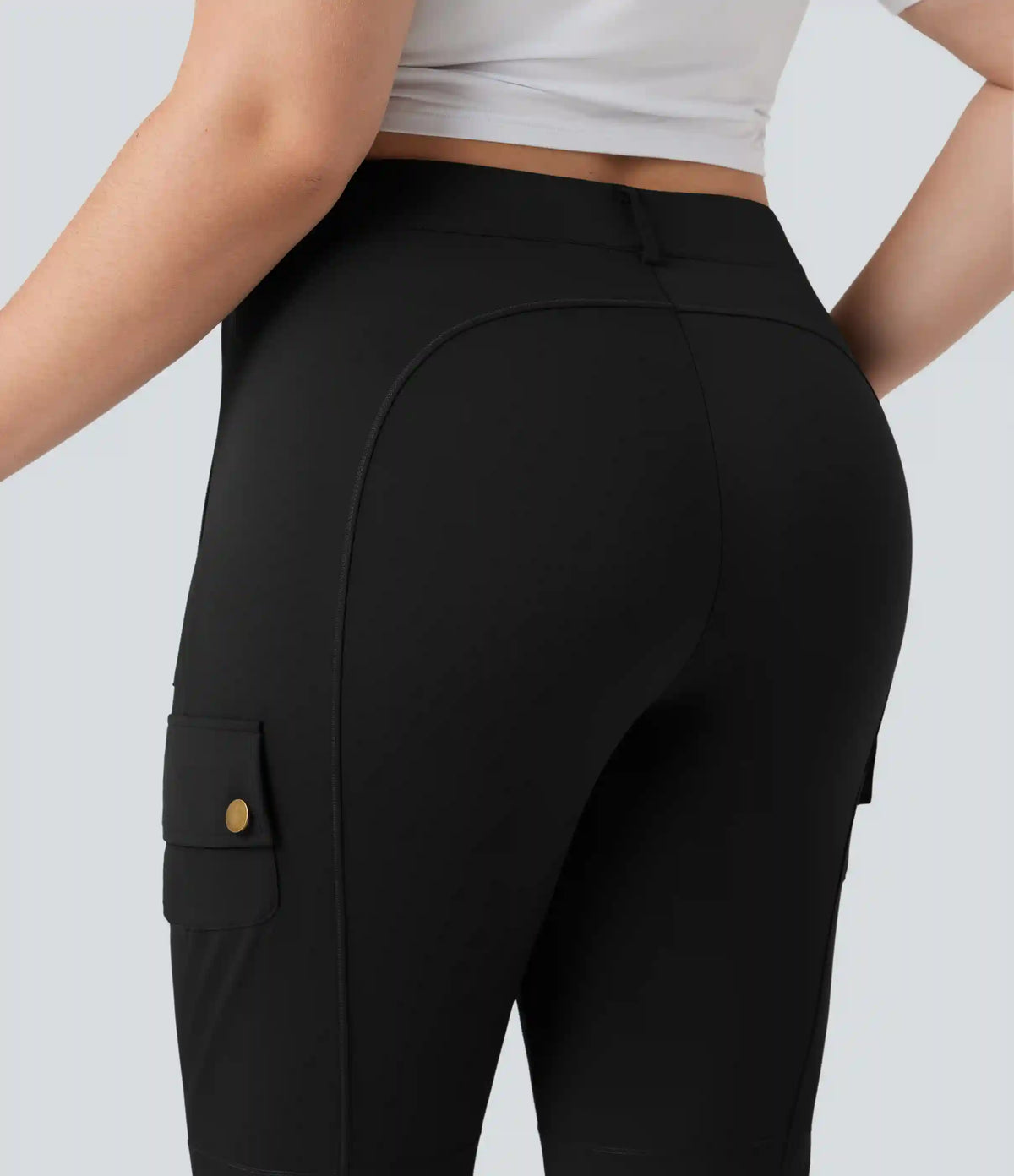 DayStretch High Waisted Skinny Pedal Pusher Casual Plus Size Cargo Pants with Pockets