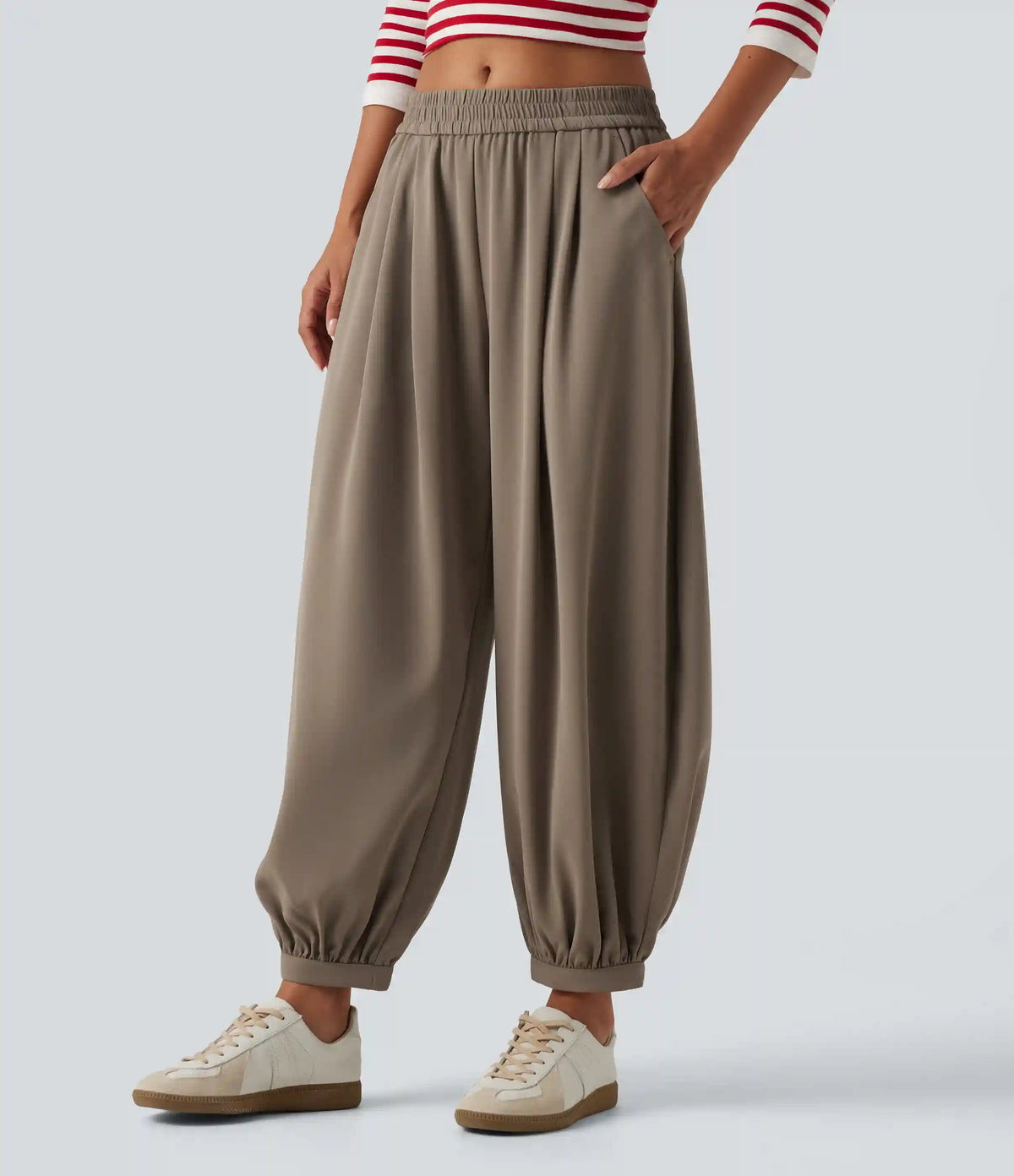 Mid Rise Casual Pants with Pockets