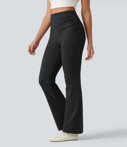 High Waisted Ruched Flare Golf Pants with Pockets-Golf Tee