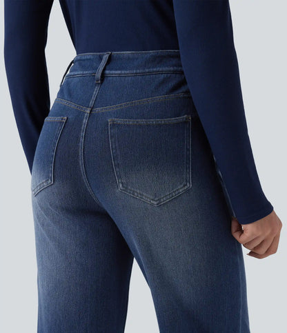 Halara Flex™ Mid Rise Crossover Tummy Control Straight Leg Casual Jeans with Pockets